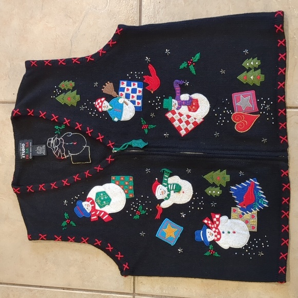 Vintage Christmas Designer Original Studio Snowman Vest Size Large - Picture 1 of 5